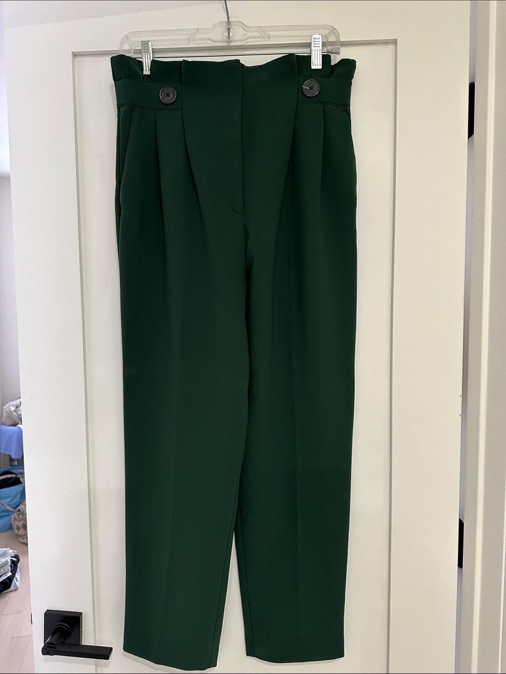 H&M Forest Green High-Waist Tapered Trousers
